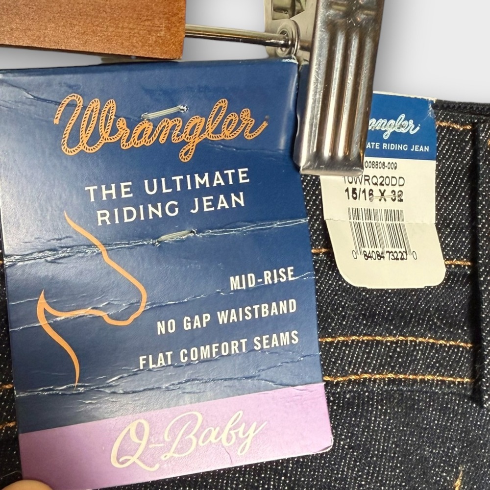 NWT Wrangler Q-Baby Ultimate Riding Jeans Mid Rise Bootcut Dark Blue 15/16 × 32 - Picture 8 of 13